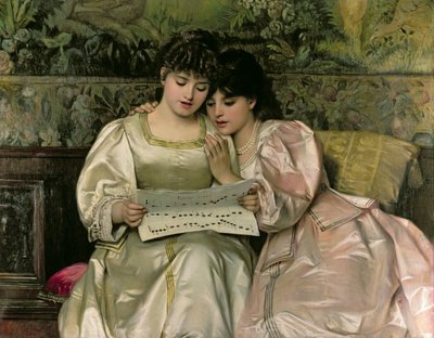 Two Girls Singing by Giovanni Costa
